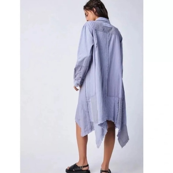 Free People Remade Asymetrical Cotton Shirt Dress Oversized S NEW $228 - Picture 8 of 8